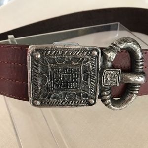 JOSEPH ABBOUD Belt Brw Wide Big Buckle Hammered